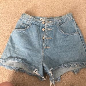High Waisted Light Wash Denim Shorts